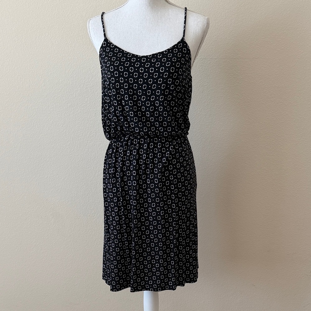 LOFT Outlet Black and White Patterned Mini Dress